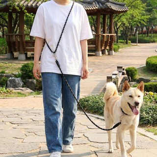 멍담 핸즈프리 리드줄 튼튼소재 빛반사 산책줄, 1개, 블랙