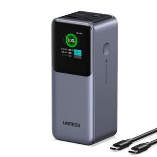 UGREEN 유그린 Nexode 보조배터리 20000mAh 130W C타입 72Wh PD 고속충전 C타입 보조배터리 CCC인증 획득 맥북/ 삼성S25/아이패드/아이폰17 등 호환, Grey, PB721