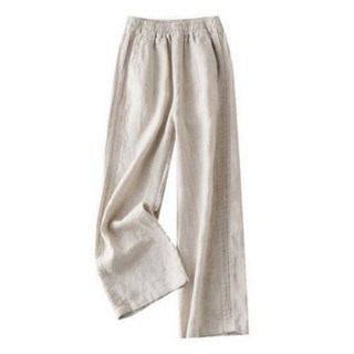 여성 시원 편안 면 마 소재 오버핏 바지 프리미엄 소프트 캐주얼 린넨 와이드 팬츠