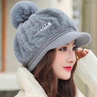 버섯언니 H49 겨울 토끼털 빵모자 중년여성 방한모 방울모자