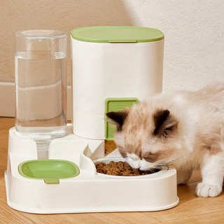 크레스티 고양이 강아지 밥그릇 애견 고양이 급수기 반려동물 자동 급식기, 그린, 1세트, 3.6L
