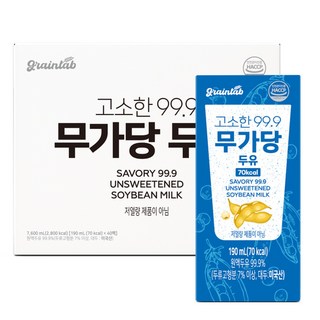 그레인랩 고소한99.9 무가당두유, 40개, 190ml