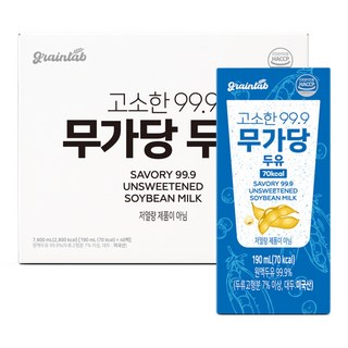 그레인랩 고소한99.9 무가당두유, 80개, 190ml