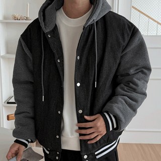 데님 크롭 패딩