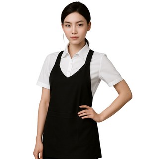 포그니 X형 엉덩이 랩앞치마 / 기능성 APRON / 미용실 식당 주방 급식 단체 앞치마 추천, 1개, V넥 X형 블랙