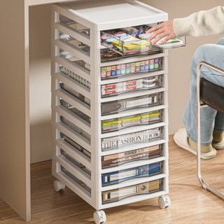 투명 다층 파일캐비닛 이동식 서랍형 수납장 슬림 디자인 사무실 정리함, 1개, 풀리5단투명테이블수납장