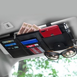 아리보미 차량 썬바이저 수납 포켓 카드 썬글라스, 블랙, 1개