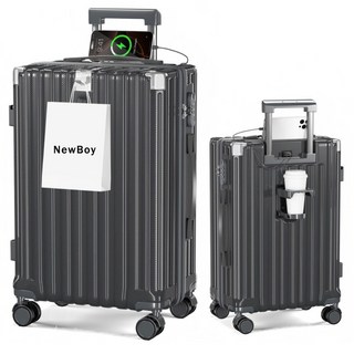 NewBoy 18인치 20인치 22인치 24인치 28인치 기내용 대형 하드 여행용 감성 하드 USB 미니 캐리어 수납 주머니 대용량 패션 남녀 공용 흰색 블랙 회색 분홍색