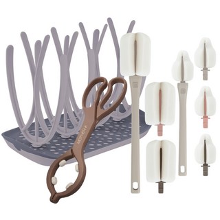 마더케이 리필형 롱핸들 젖꼭지솔 + 건조대 + 집게 + 젖병솔, 인디핑크 + 초코브라운 + 베이지 + 코코아, 1세트