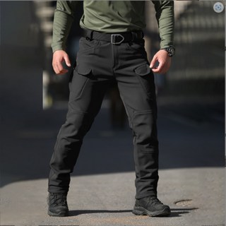1+1 기모 겨울 고급 스판 IX7 튼튼한 전술 바지 작업복 택티컬 등산 낚시 외출 방한 방풍 전술복, 32, 블랙+회색(기모)