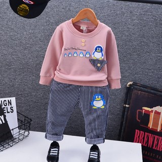 피앤엘스타일 남아 봄 가을 노 마진 아기 등원룩 펭귄 상하복세트 재고 소진시 자체제작