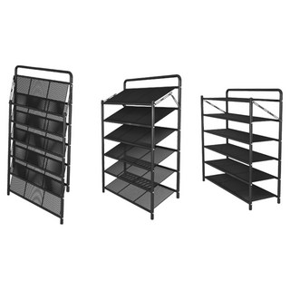 FOOI 신기술 조립불필요 원터치 철제 접이식 신발장 정리대 국내배송, 블랙