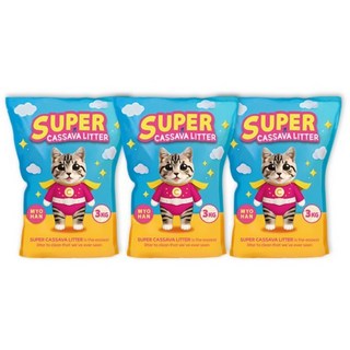 슈퍼 카사바 모래 고양이모래 응고형 프리미엄, 고운입자, 3개, 3kg