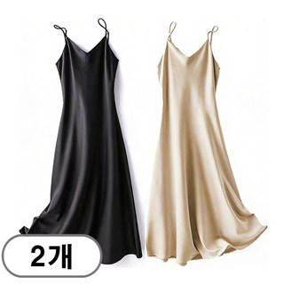 차쿠 1+1 여성 슬립 원피스 여성용 베이직 실키 빅사이즈 슬립원피스