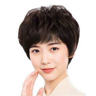 지비킹 100% 인모 수제 중년여성 전체가발 엄마통가발 웨이브 가발 항암가발, B, 1개