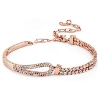 엘르주얼리 14K GOLD PLATED 하프 장식 두줄 테니스 팔찌 ELBRBB090