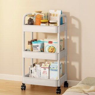 Tiger Pavilion 다기능 수납 트롤리, 베이지, 3단, 1개