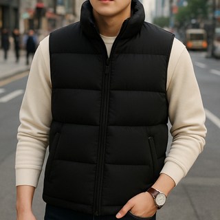 BLAX 남성 인앤아웃 블랙다운 패딩조끼 캐주얼