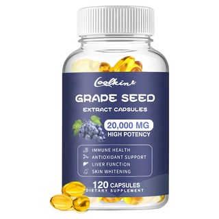 포도씨 추출물 – 폴리페놀 95% – 항산화 피부 미백, 1개, 60정