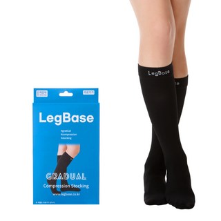 레그베이스 의료용 압박스타킹 무릎형 발막힘 검정색, 1개