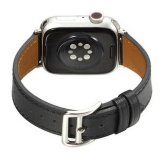 세인트스코트 STR-L01 애플워치 호환 스트랩 프리미엄 소가죽 밴드, 커넥터 38_40_41mm_리얼 블랙_실버 커넥터, 리얼 블랙_실버 커넥터, 1개