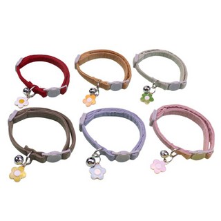 나나봉봉 (1+1) 코듀로이 고양이 포인트 목걸이 강아지 꽃팬던트 방울 목걸이, 1세트, 그린+블루