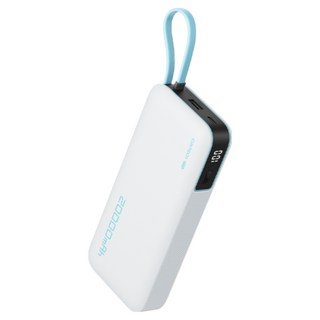 CUKTECH 쿡테크 55W 대용량 20000mAh 일체형 보조배터리 고속 충전 보조배터리 삼성 45W 보조배터리/전력 표시/여행용 기내반입, 흰색