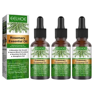 가려움증과 마른 두피를 제거하기 위해 분기 된 모발 관리를 개선하기 위해 로즈마리 모발 에센셜 오일 영양 및 수리, 3개, 30ml