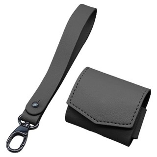 핏블락 에어팟 3세대 프로 고급 가죽 케이스 + 핸드스트랩, 차콜그레이