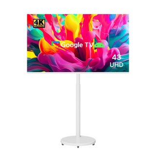 무빙큐빅스 스마트 43인치 4K UHD 삼탠바이미 X1시리즈 화이트에디션 셋트 이동식 tv 거치대 스탠바이미 삼텐 중소바이미, 고객직접설치, 스탠드형, 109cm/43인치