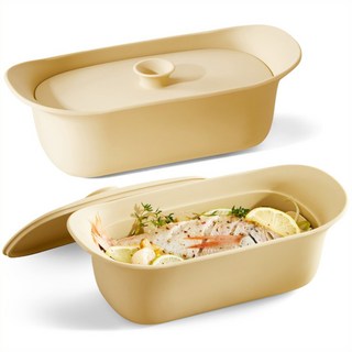 실리프랑 에코 실리콘 촉촉 생선 찜기, 버터베이지, 1개, 본품+받침대