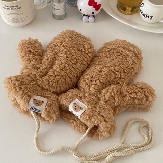 제하스튜디오 포근한 뽀글이 겨울 방한 벙어리장갑