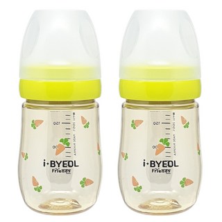 iBYEOL Friends 韓國製造 嬰兒胡蘿蔔 PPSU 奶瓶 180ml 雙入組, 不含奶嘴, 綠色, 2個