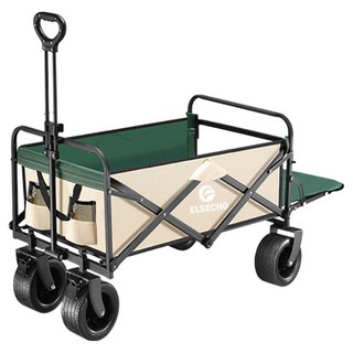 ELSECHO 휴대용 접이식 캠핑 여행 트레일러 확장형 대용량 부하 200KG 저장 공간 300L 홈 익스프레스 슈퍼마켓 카트 택배 카트 쇼핑 카트, 베이지색, 1개