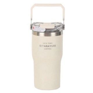 에코럭키 스윙핸들 진공 텀블러 600ml 보온 보냉 걸이형 손잡이, 스윙핸들 텀블러-아이보리, 1개