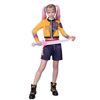 라움리에 여아 케이팝데몬헌터스 케데헌 루미 미라 조이 할로윈 코스프레 옷 상하 세트