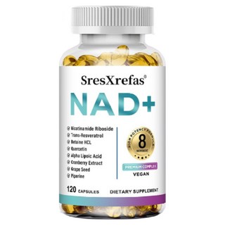 NAD+캡슐 - 나이아신아마이드 뉴클레오사이드 트랜스 레스베라트롤 식물성 폴리페놀 함유 - 다양한 항산화 영양 공급원 에너지 활력 향상 DNA 복구 및 세포 재생, 1개, 60정