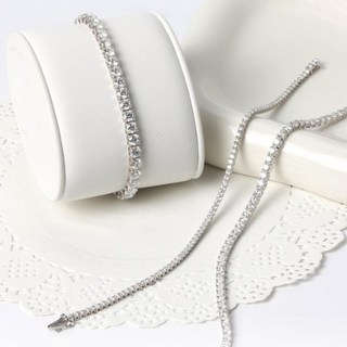 오로프 전체 14K 화이트골드 금 모이사나이트 다이아 테니스 명품 이중잠금 팔찌 GRA 보증서