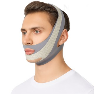 NIVOR 남성용 V라인 리프팅 밴드 얼굴 슬리밍 마스크 이중턱 제거 수면 페이스라인 개선 밴드, 1개 [독립 가압 벨트 모델] 다크 그레이 - 단색 모