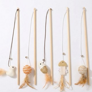 토키벌룬 고양이 장난감 사냥 우드 낚시대, 1개, WSP1987-A 타입