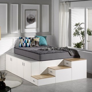 마티노가구 스텝스 평상형 수납 계단 침대(책상&추가수납 제외) + 매트리스, 스텝스 SS 수납+계단+프레임, 프리미엄 유로탑독립스프링SS