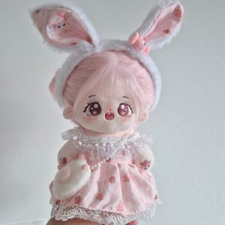 지오몽 20cm 인형옷 토끼 원피스 무속성 아이돌 인형옷 입히기 의상, 1개, 핑크