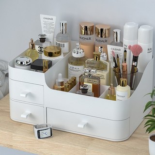 원컴퍼니 대용량 대형 화장품 화장대 서랍 향수 욕실 책상 데스크 정리함 정리대 수납함 거치대, 화이트