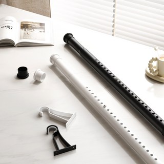 무타공 32mm 지름 간편 커튼봉 멀티 사이즈 조절 빨랫봉, 흰색