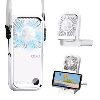 COKU 탁상용 접이식 급속 냉각 에어컨 미니 휴대용 선풍기 캠핑용 다용도, 흰색