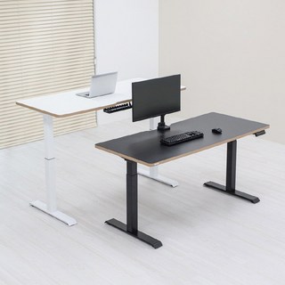 핏쳐 고강도 듀얼 스퀘어 프레임 전동식 모션데스크 E2, 블랙, 1200mm, 화이트