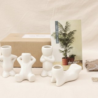 잔디머리 인형 키우기 화분인형 I 사무실 책상 미니 식물 (4종 모양 세트), 2개, .