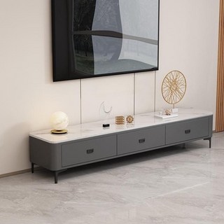 BYOU 모던 심플 스타일 확장형 거실장 수납 서랍형 TV다이 1600 1800, 눈산 화이트 + 회색 캐비닛