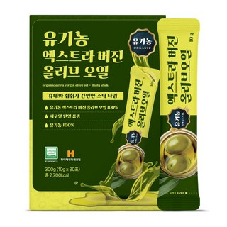 백세식품 냉압착 유기농 엑스트라버진 올리브오일 스틱 스페인 엑스트라버전 30포 300g, 4박스