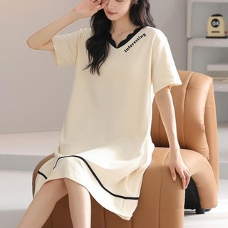 비브온 순면 100% 브라캡 여성 원피스 잠옷